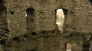 Interior of the second floor of Dolbadarn Castle from the internal staircase.