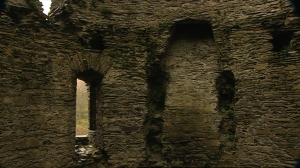 Interior of the first floor of Dolbadarn Castle from the entrance door.